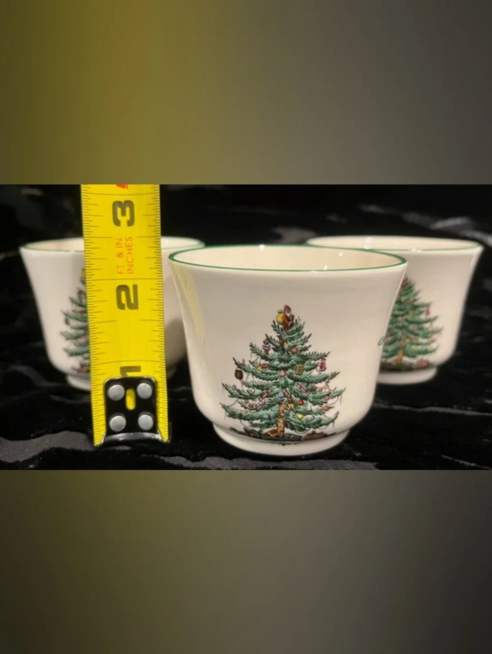 Set Of 3 Vintage Spode Christmas Tree Votive Holders Made In England EUC